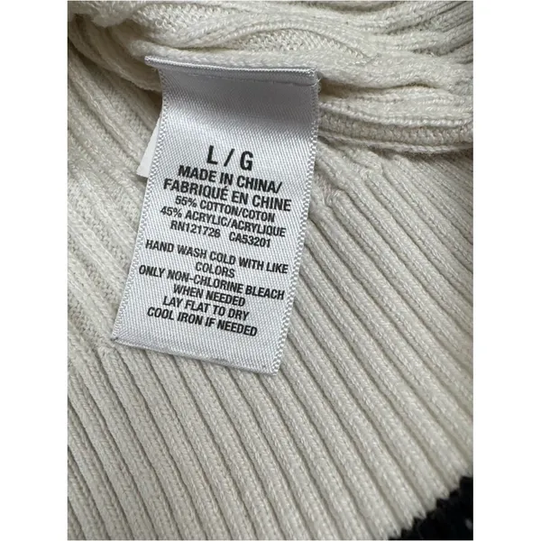 Aeropostale Ribbed Sweater Cream Black Trim Cropped Preppy‎ Minimalist Size L - Image 9