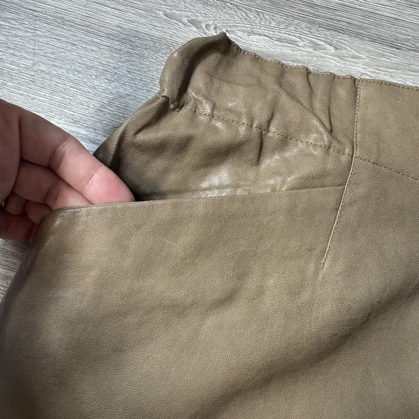 Zara Womens Brown Faux Leather Elastic Waist With Pockets Mini Skirt Size M Tan - Image 3