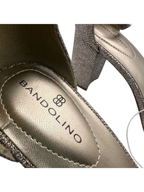 Bandolino 8M Glittery Gold Open Toe Heel Sandals Ankle Strap Buckle Closure - Image 10