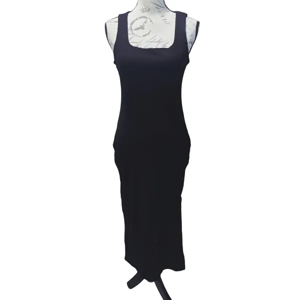 Baltic Born NWOT Moore Ribbed Tank Midi Dress‎ Square Neck Black Large - Image 3