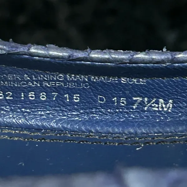 Tory Burch TB gold logo blue leather flats slip on shoes - Image 3