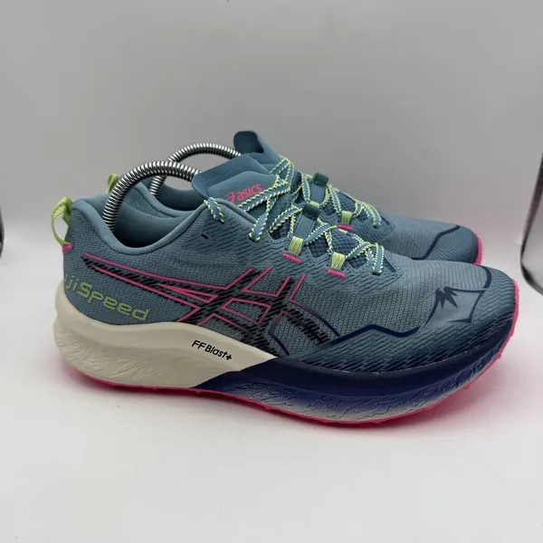 Asics‎ Fujispeed 2 Trail Running Shoe Gris Blue Pink 1012B515-400 Women's 8 New - Image 2