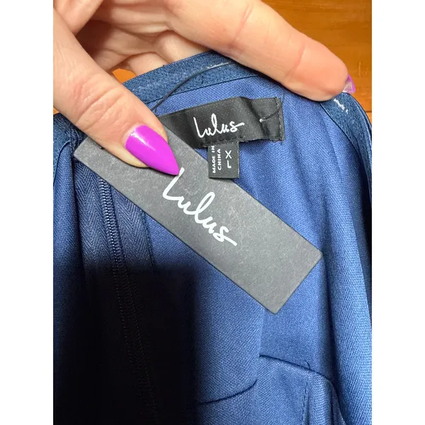 NWT Lulus Memorable Entrance Dark Blue Strapless Satin Maxi Dress Bridesmaid XL - Image 7