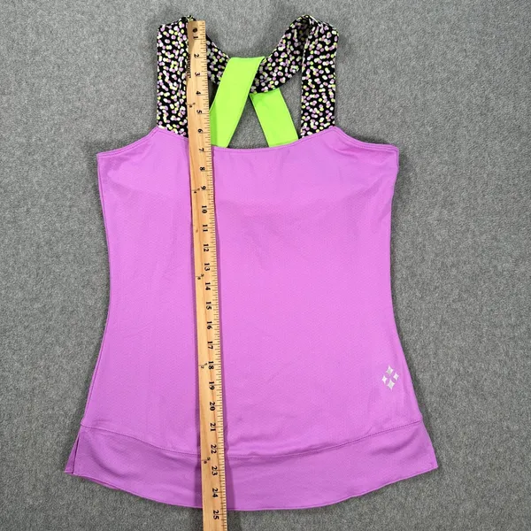 Jofit Wide Strap Active Top Women's Small Crossover Back Purple Green Shelf Bra - Image 4