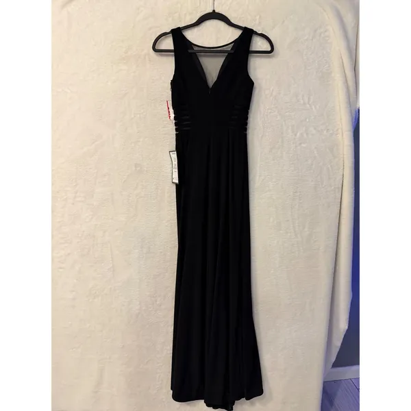 Morgan & Co R&M Richards NWT Black Mesh Cutout V-Neck Formal Gown Dress Size 1 - Image 6