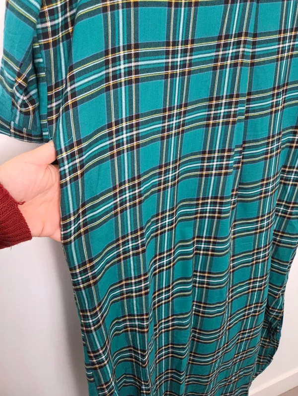 Mint Limit Blackwatch Plaid Sleep Shirt Nightgown House Dress Cotton Large - Image 5