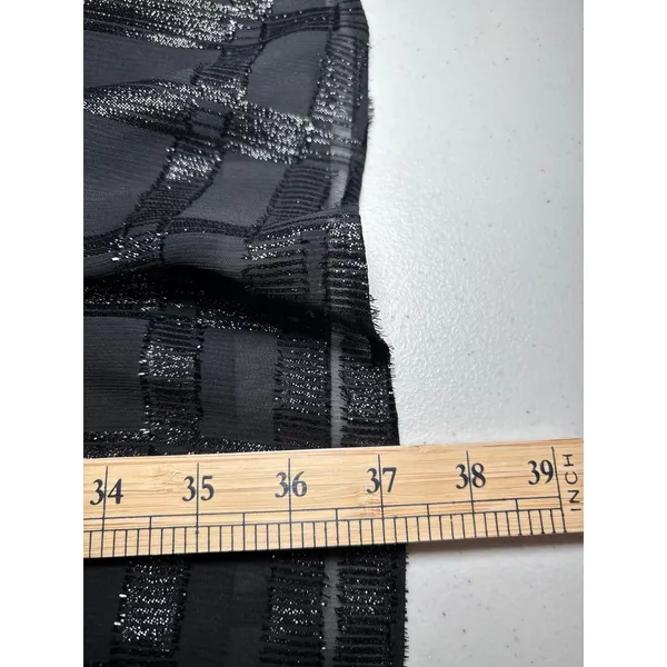 Calvin Klein Metallic Windowpane Trapeze Dress | Black | Size 16 | Sheer Sleeve - Image 10