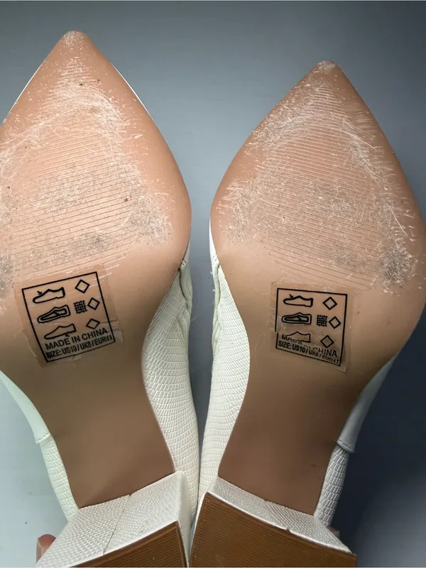 Qupid White Pointed Toe Ankle Booties with Block Heel - Image 9