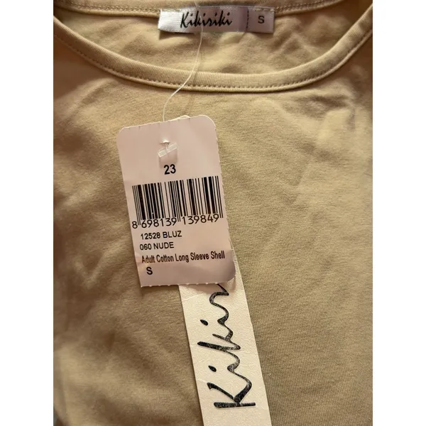 NWT Kikiriki Women's Long Sleeve Pullover Tee Size S - Camel A1-h43 - Image 2