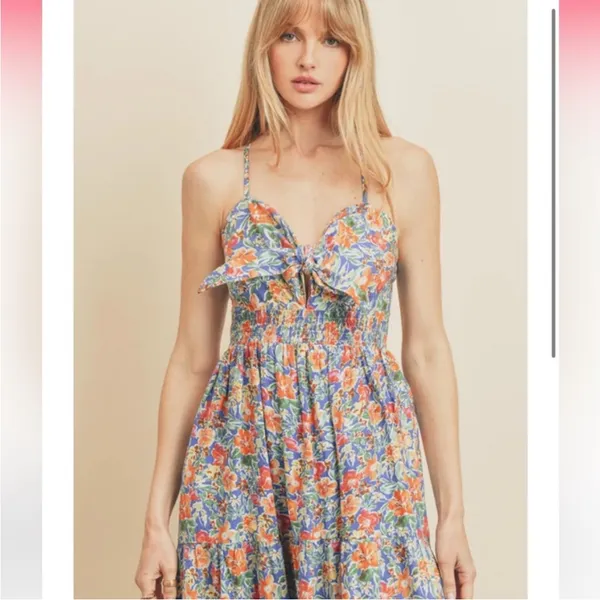 Floral Maxi Dress Blue - Image 2