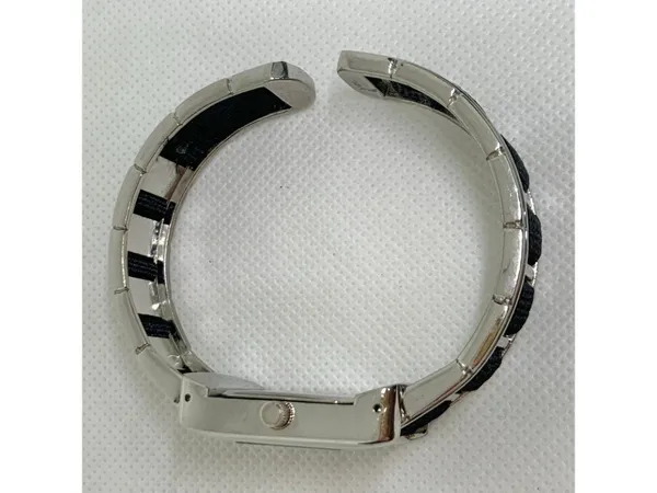 Geneva silver black tone women’s watch 20mm quartz cuff bracelet size 7” running - Image 7
