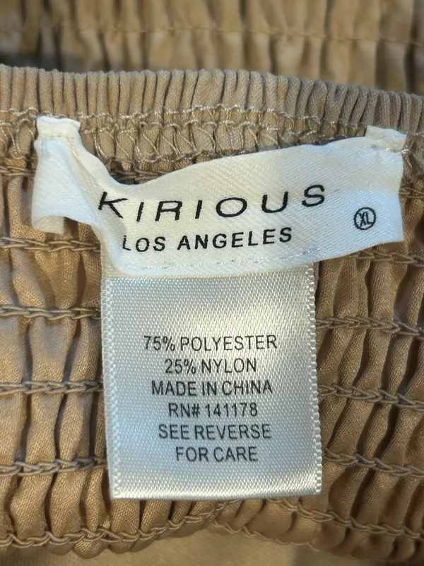 Kirious Los Angeles Blouse Summer New Smocked Corset Top Tan XL - Image 5