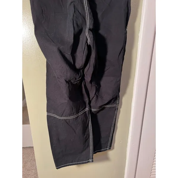 Divided H&M Women's Size 8 Contrast Stitch Baggy Fit Carpenter Jeans Black White - Image 8