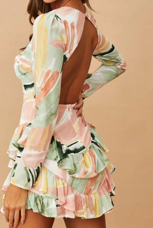 Sage And Paige Picasso Green Dress - Image 3