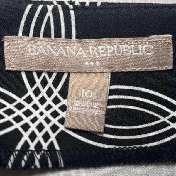 Banana‎ Republic Factory Black White Print Miniskirt 10 Circles Cotton Blend - Image 4