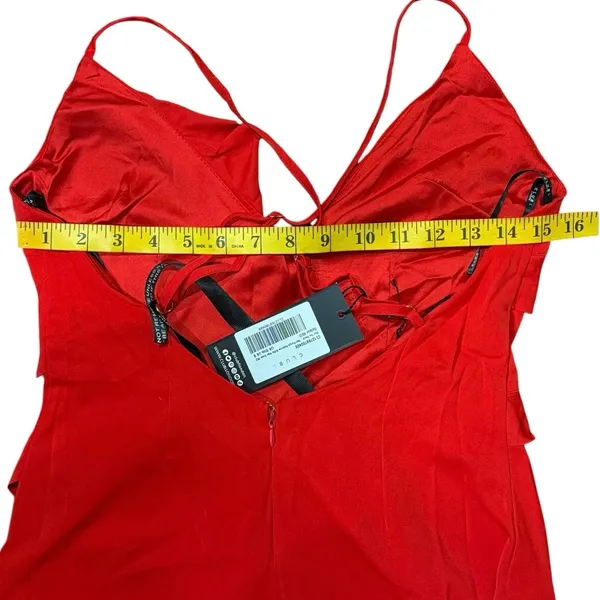 NWT Club L Red Ruffle Plunge Maxi Dress US 4 UK 8 Wedding Guest Formal Sexy - Image 6