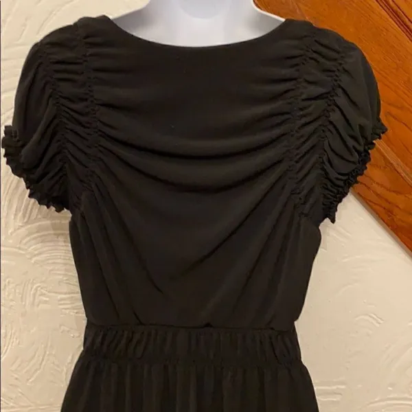 Laundry by Design Mini Dress‎ Women Black Ruched Empire Waist V-Neck 6 - Image 4