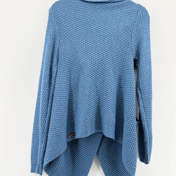 Matilda Jane Envision This Wrap cardigan‎ Blue Knit Asymmetrical Sweater large - Image 3