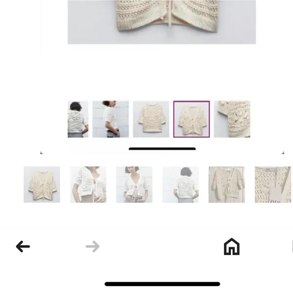 Zara off white cream ivory crochet short sleeve tie front knit sweater cardigan - Image 3
