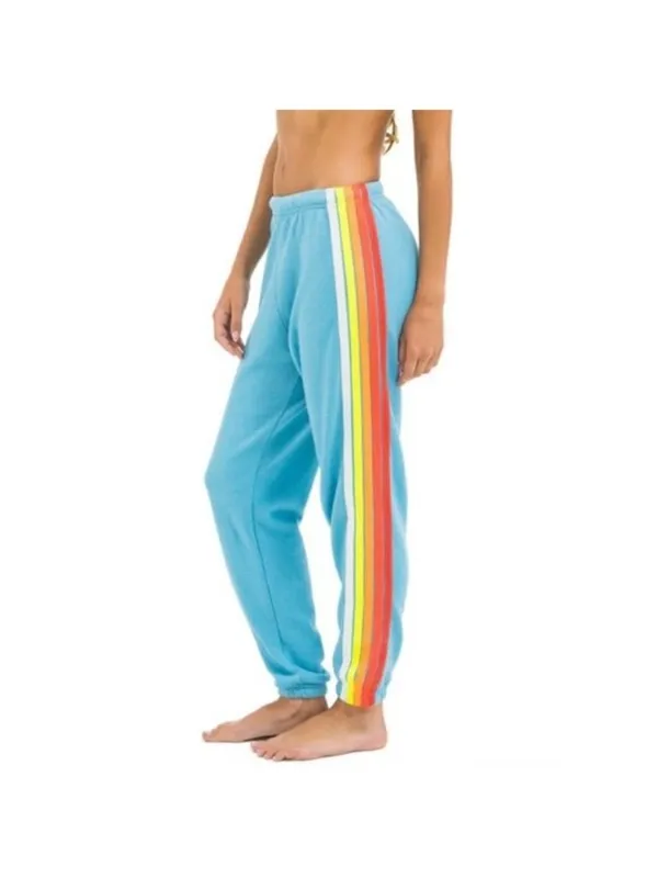 Aviator Nation Light Blue 5 striped Track Pants - Image 3