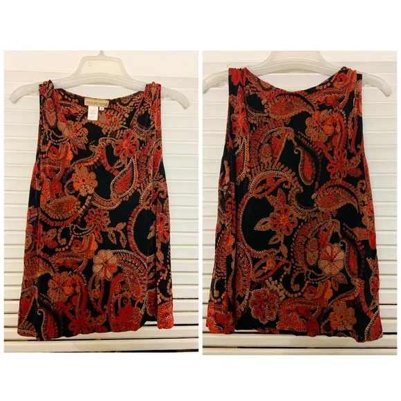 Notations MD floral red sheer tank top blouse - Image 2