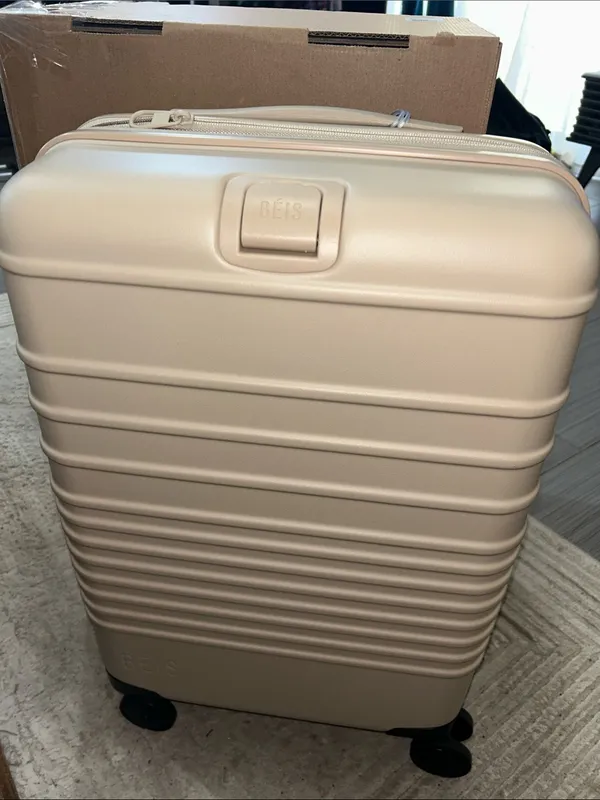 BEIS Beige Carry-On, Beige Belt Bag & Burgundy Suitcase Cover - Image 7
