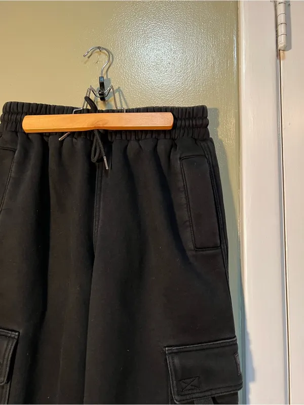 FB County Women's Size Small Heavyweight Baggy‎ Cargo Sweatpants Black Cotton - Image 9