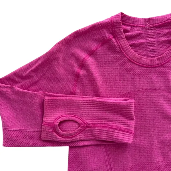 Lululemon Swiftly Tech Long Sleeve Crew 6 ORIGINAL Fit Heathered Raspberry Pink - Image 3
