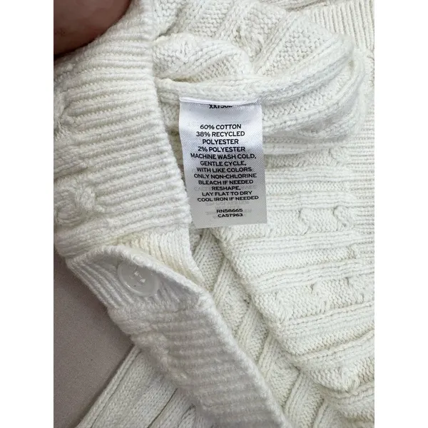 BP Cardigan Sweater Womens Size XS Ivory Cropped Cable Knit Button-Front - Image 7