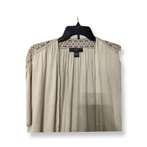 August Silk Lace Beige Cardigan Shrug Boho Chic PS Avant Garde Minimalist Indie - Image 3
