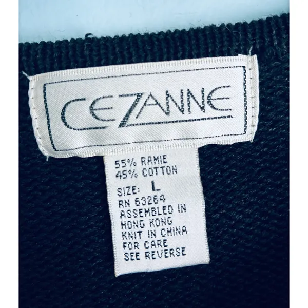 Cezanne Vintage Sweater Beaded Women's Large Black - Image 2