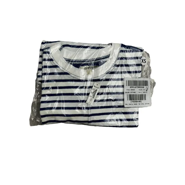 Madewell Easy Long-Sleeve Rugby Tee Contrasting Stripe Pure blue XS NWT - Image 5