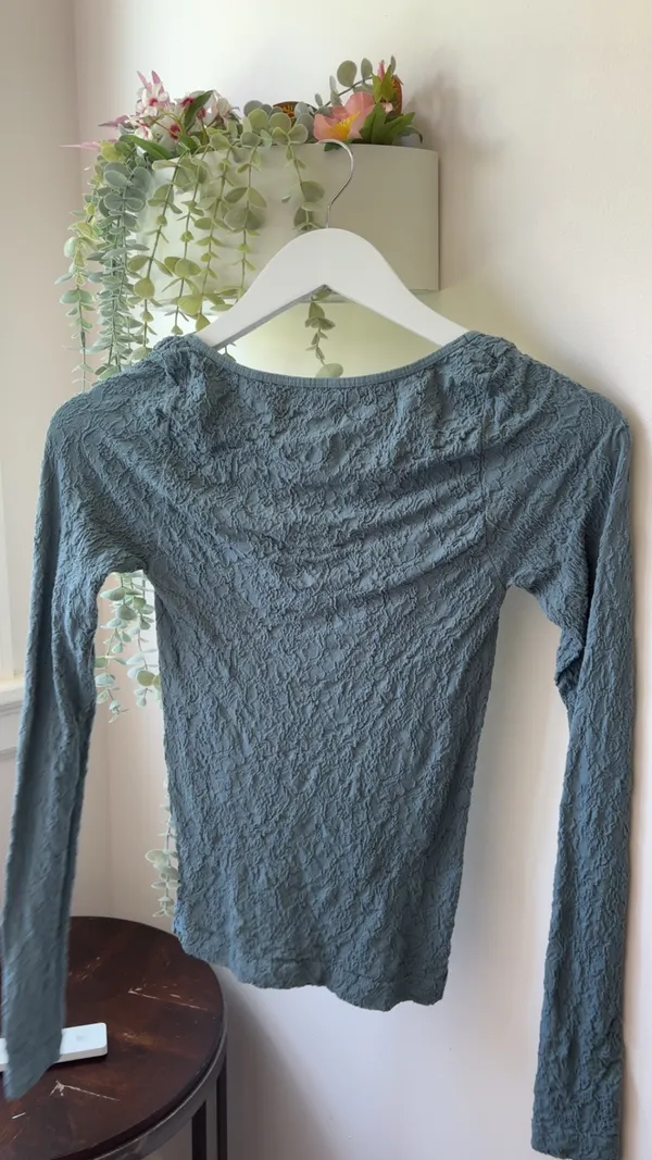 free people Blue lace long sleeve top - Image 3