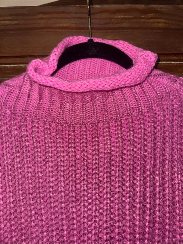 Women's Chunky Cowl Neck Sweater Vest in Bright Pink - Image 2