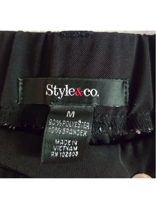 Style & Co Women’s Black Pull-On Stretch Ankle Pants Trouser Size Medium W-163 - Image 3
