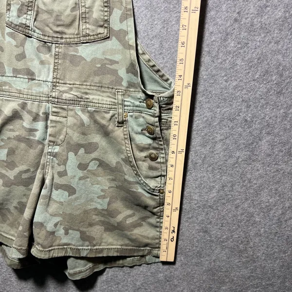 LEI Camo Print Shortall Overalls Green Camouflage Stretch Bibs Size M - Image 4