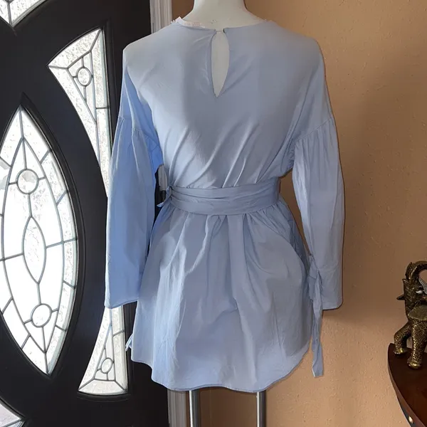 Zara blue oversized belted short dress - Image 7