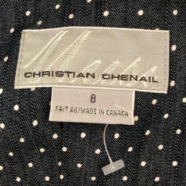 Vintage Christian Chenail Navy Polkadot Dress Size 8 - Image 5