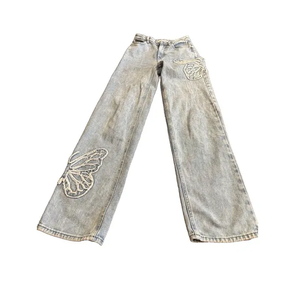 Pacsun Butterfly Patch Women’s '90s Boyfriend Jeans, Size 26, Short Length. - Image 3