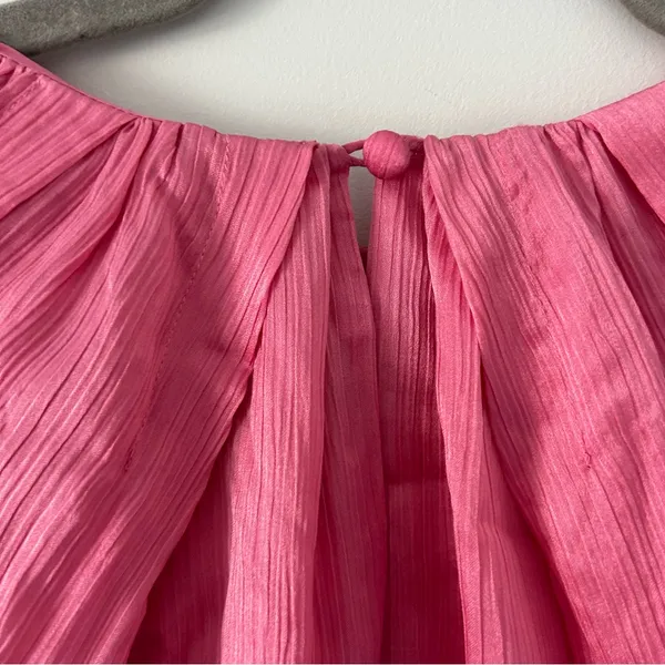 Veronica Beard Gracelynn Long Sleeve Cotton Silk Mini Dress Pink Sherbet 2 - Image 6