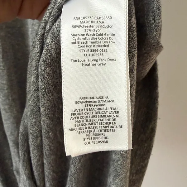 Current Elliott 3 Large Heather Grey Louella Long Tank Dress Sleeveless Maxi - Image 5