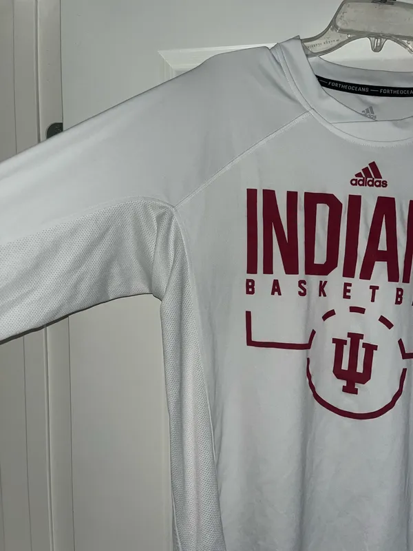 Indiana University IU Hoosiers Basketball Adidas White Long Sleeve T-Shirt - Image 2