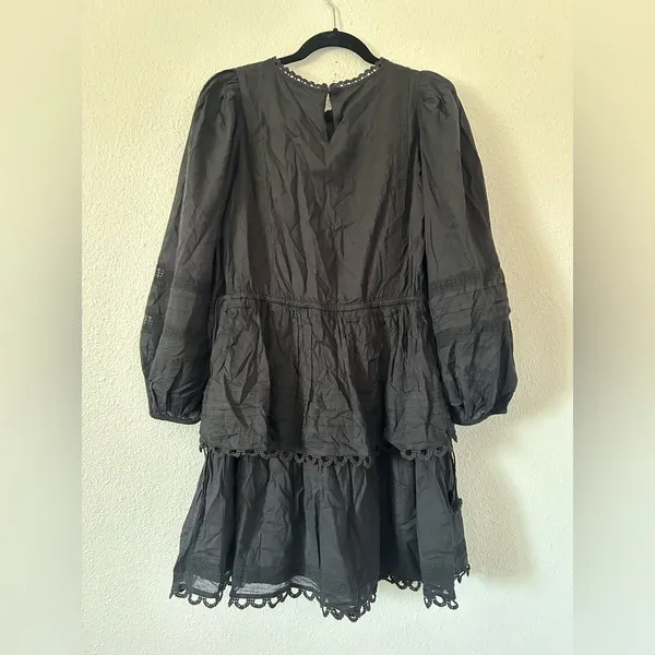 Farm Rio Pintuck & Lace Detail Long Sleeve Cotton Minidress sz M - Image 10