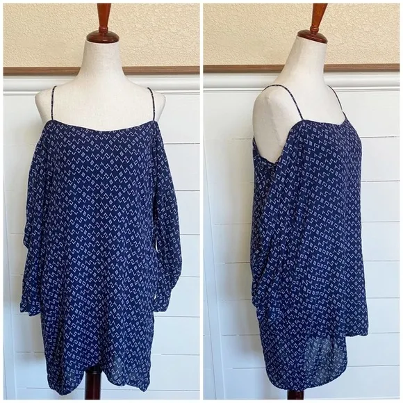 Anthropologie Cloth & Stone Cold Shoulder Swing Dress in True Navy -‎ XS - Image 3