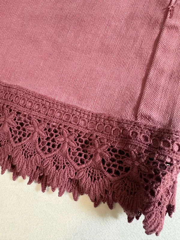 Altar'd State Maroon shorts with boho fringe - Image 3