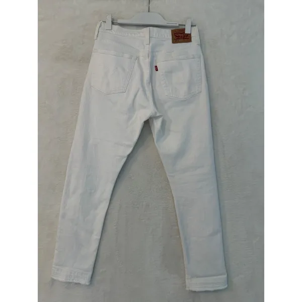 Levis‎ 501 Skinny White High Rise Button Fly Raw Hem Jeans W28 L27 - Image 7