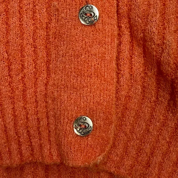 Vintage Short Sleeve Cardigan Womens M Orange Nautical Coastal Retro Halloween - Image 3