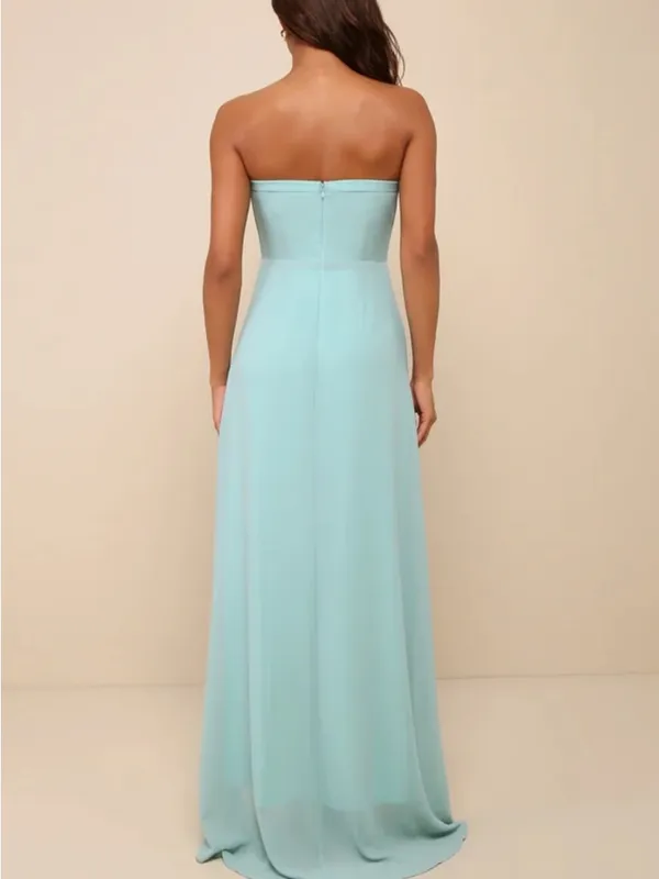 Lulu’s Splendid Aura Sage Green Chiffon Pleated Strapless Maxi Dress Size L - Image 2