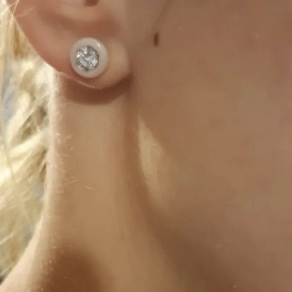 NEW Pink Minimalist 9mm‎ Ceramic Diamond Earrings - Image 7