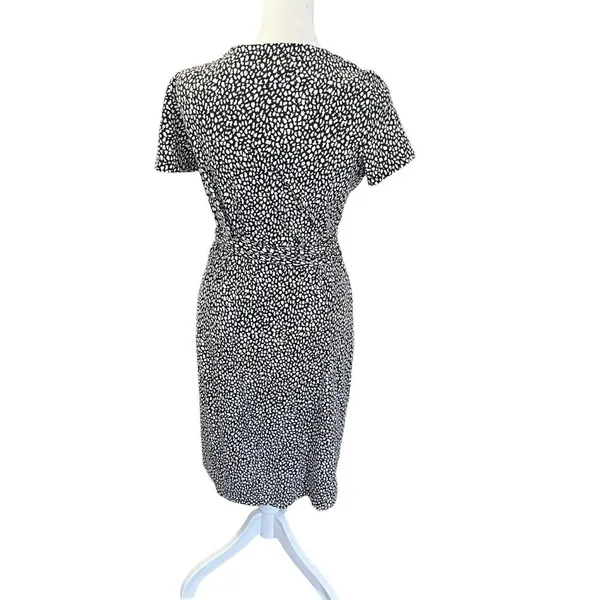 DVF Julian Two Wrap Dress Black White Cotton Silk Size 4 - Image 6